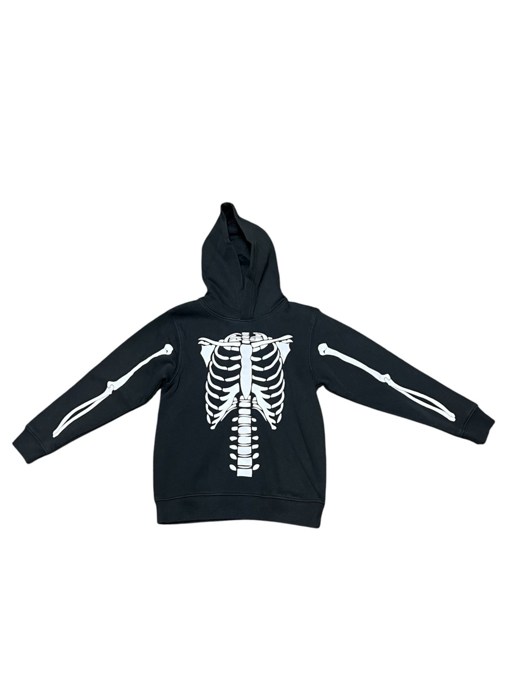 Denim & Flower Kids Black Skeleton Bone Ribcage Halloween Pullover Hoodie Size 7